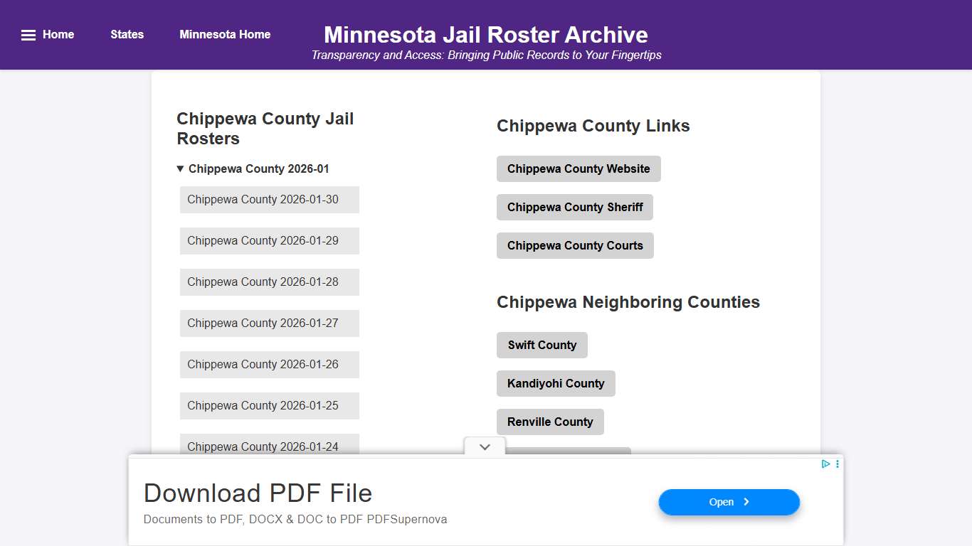 Chippewa County - Minnesota Jail Rosters